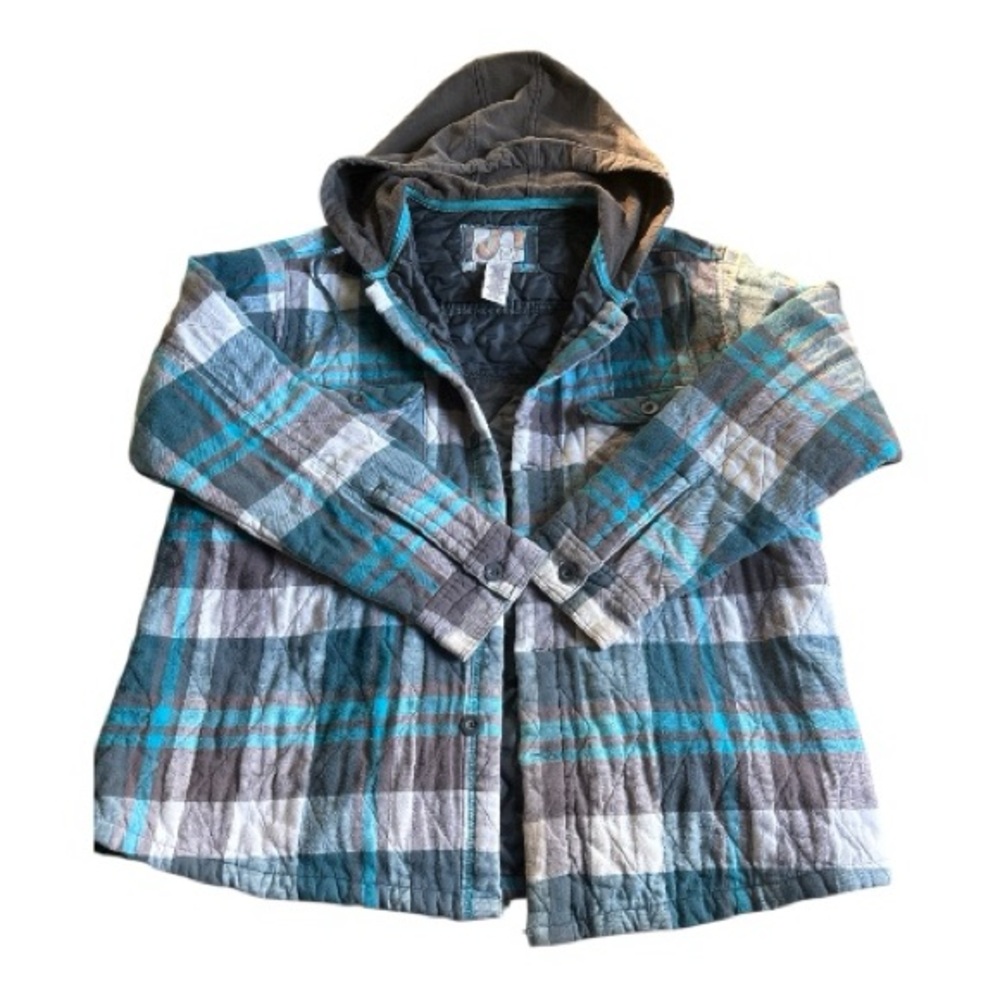 Plaid Hooded Fall Jacket With Graphic Patch - image 2